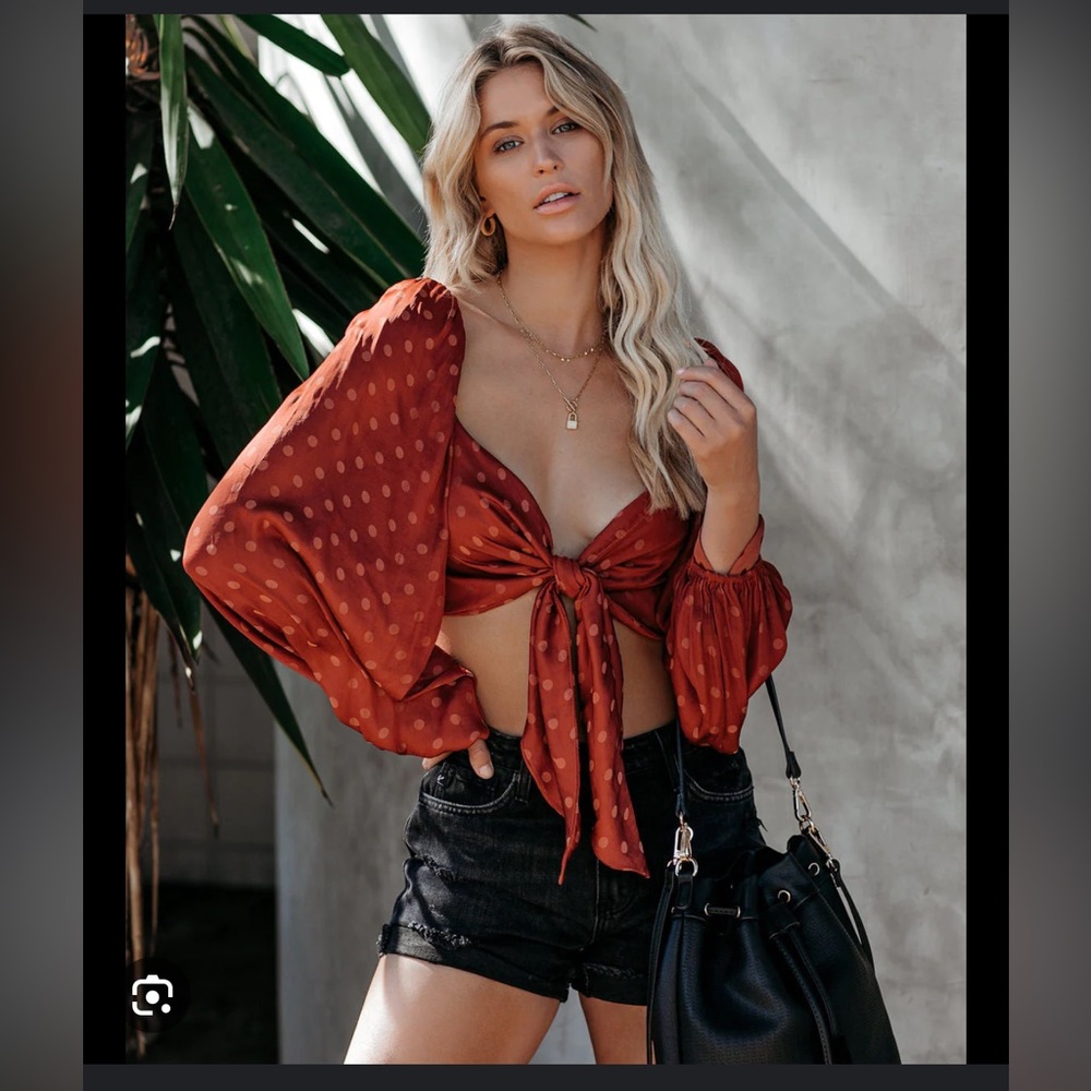 Rust Long Sleeve Crop Top